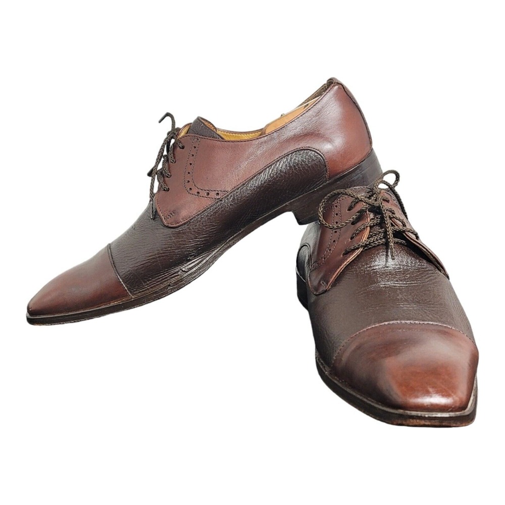 Mercanti Fiorentini Men's Cap Toe Brown Leather Oxford Dress Shoes Sz 10 M ITALY